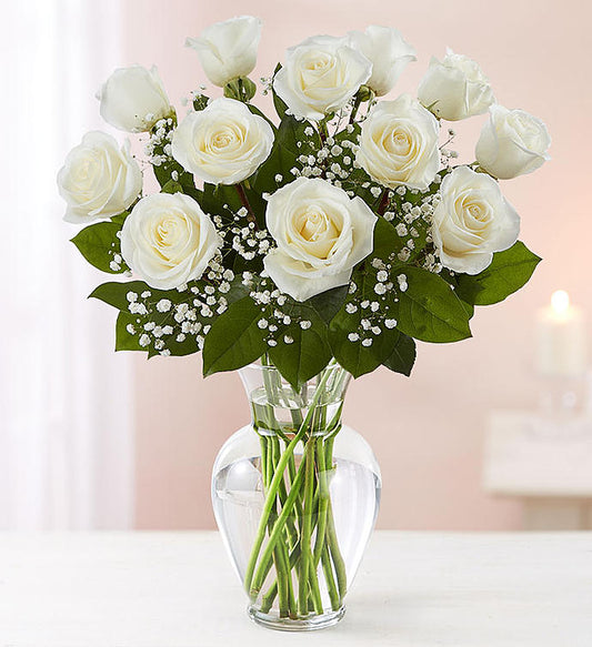 Classic Dozen White Roses